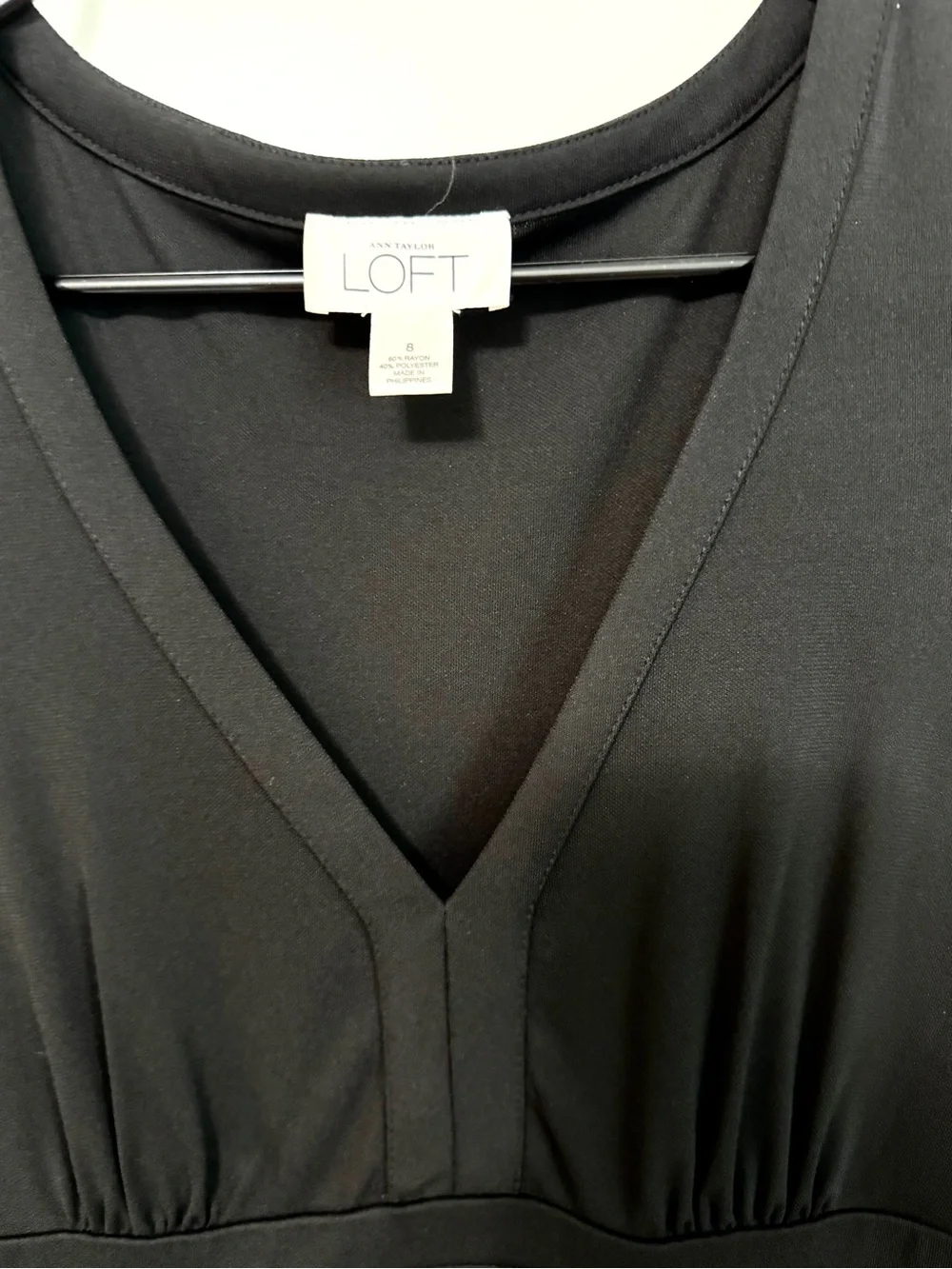 Ann Taylor LOFT Black V-Neck Ruffle Hem Midi Dress Size 8